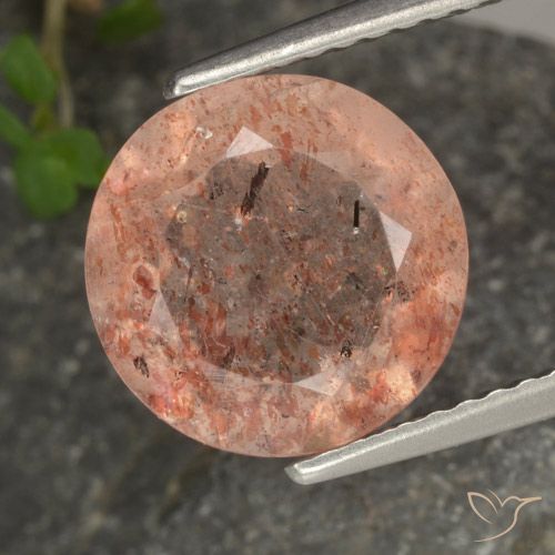 3.42ct 자연스러운 라이트 오렌지 썬스톤, 둥근, 투명한