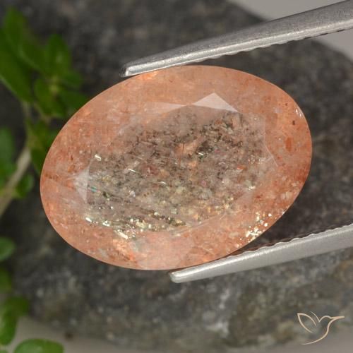 5.54ct 자연스러운 Medium Light-Orange 썬스톤, 타원형, 투명한