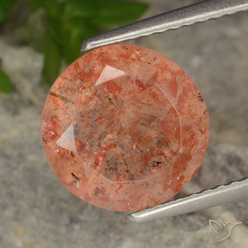 3.73ct 자연스러운 붉은 오렌지 썬스톤, 둥근, 투명한