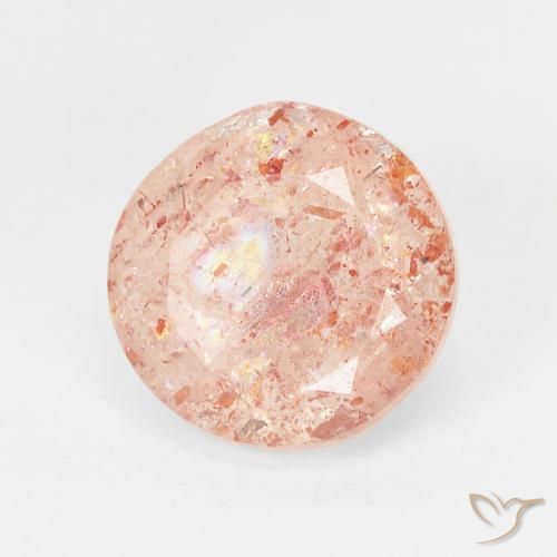 3.45캐럿 천연 Light Grapefruit Pink 썬스톤, 둥근, 투명한