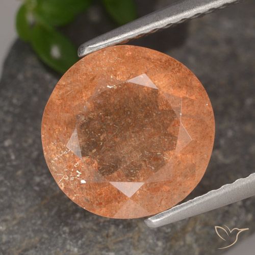 3.36ct 자연스러운 미디엄 오렌지 썬스톤, 둥근, 투명한