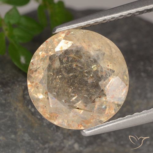 3.49ct 자연스러운 멜론 오렌지 썬스톤, 둥근, 투명한