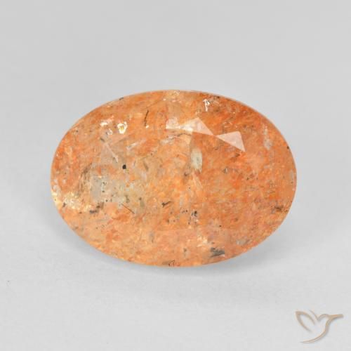 5.65ct 자연스러운 미디엄 오렌지 썬스톤, 타원형, 투명한