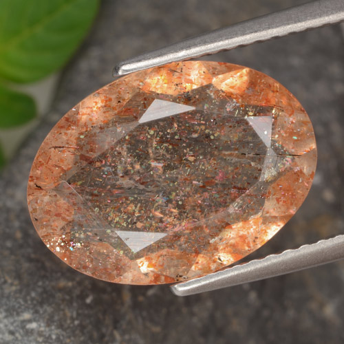4.17캐럿 천연 진저 오렌지 썬스톤, 타원형 컷, 투명한