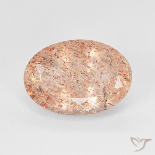 5.74ct 자연스러운 피치 오렌지 썬스톤, 타원형, 투명한