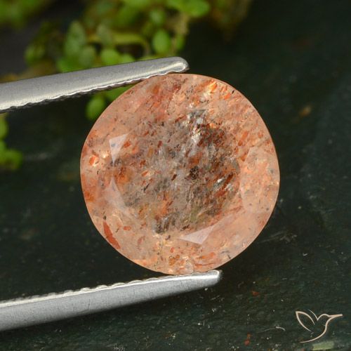 3.24ct 자연스러운 라이트 오렌지 썬스톤, 둥근, 투명한