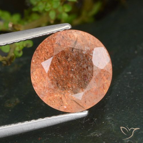3.39ct 자연스러운 진저 오렌지 썬스톤, 둥근, 투명한