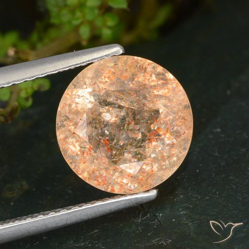 3.56ct 자연스러운 라이트 오렌지 썬스톤, 둥근, 투명한