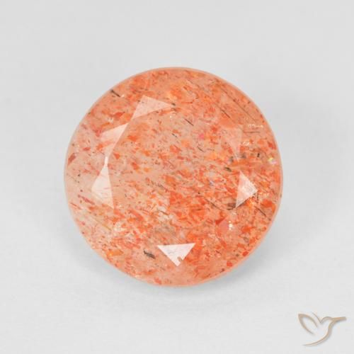 3.19ct 자연스러운 진저 오렌지 썬스톤, 둥근, 투명한