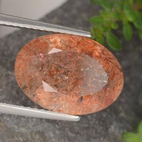 5.87캐럿 천연 미디엄 라이트 오렌지 선스톤, 타원형 컷, 14×10.1 mm, 투명한
