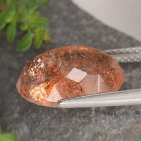 5.87캐럿 천연 미디엄 라이트 오렌지 선스톤, 타원형 컷, 14×10.1 mm, 투명한