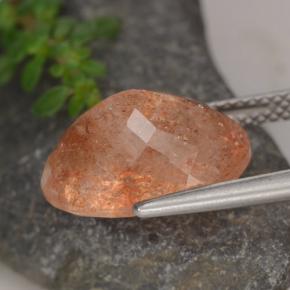 6.17캐럿 천연 붉은빛 오렌지 선스톤, 타원형 컷, 13.9×10.2 mm, 투명한
