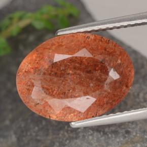5.25캐럿 천연 자몽 오렌지 선스톤, 타원형 컷, 13.9×10.3 mm, 투명한