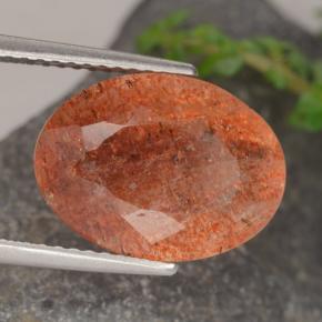 5.25캐럿 천연 자몽 오렌지 선스톤, 타원형 컷, 13.9×10.3 mm, 투명한