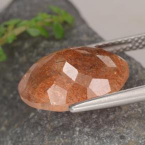 5.25캐럿 천연 자몽 오렌지 선스톤, 타원형 컷, 13.9×10.3 mm, 투명한