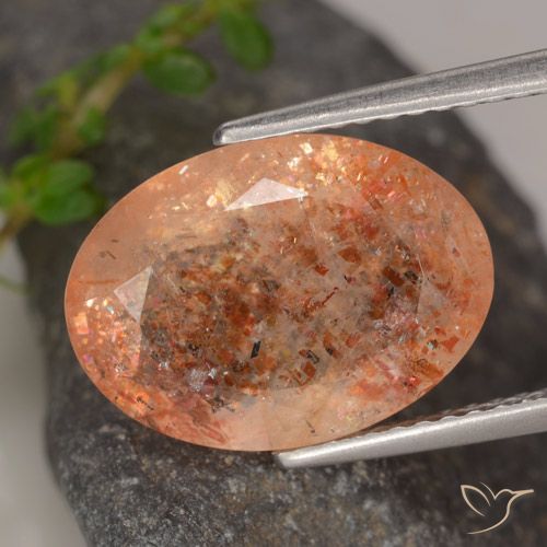 5.31ct 자연스러운 진저 오렌지 썬스톤, 타원형, 투명한