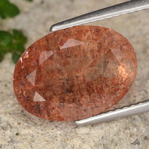 6.46ct 자연스러운 자몽 오렌지 썬스톤, 타원형, 투명한