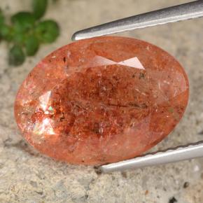 5.46캐럿 천연 자몽 오렌지 선스톤, 타원형 컷, 14.2×10.2 mm, 투명한
