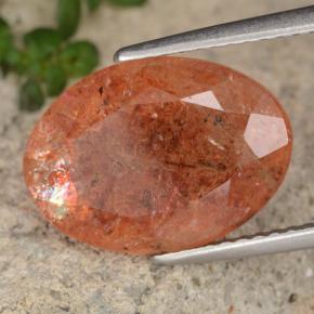 5.46캐럿 천연 자몽 오렌지 선스톤, 타원형 컷, 14.2×10.2 mm, 투명한