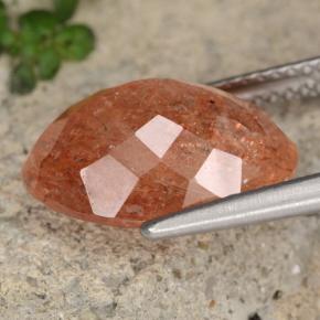5.46캐럿 천연 자몽 오렌지 선스톤, 타원형 컷, 14.2×10.2 mm, 투명한