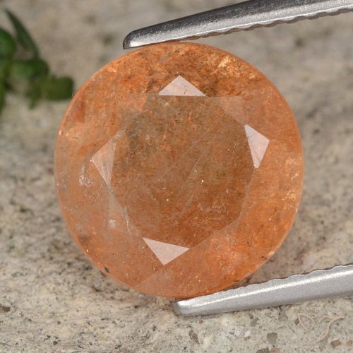 3.51ct 자연스러운 참마 오렌지 썬스톤, 둥근, 투명한