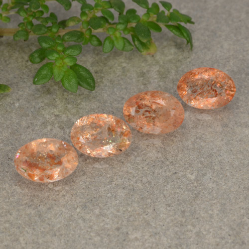 1.67캐럿 천연 붉은빛 오렌지 선스톤 보석, 타원형 컷, 6.1×4.4 mm, 투명한