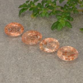 1.67캐럿 천연 붉은빛 오렌지 선스톤 보석, 타원형 컷, 6.1×4.4 mm, 투명한