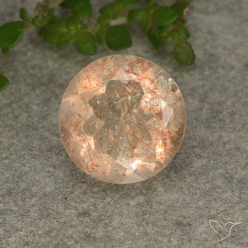 2.32ct 자연스러운 라이트 오렌지 썬스톤, 둥근, 투명한