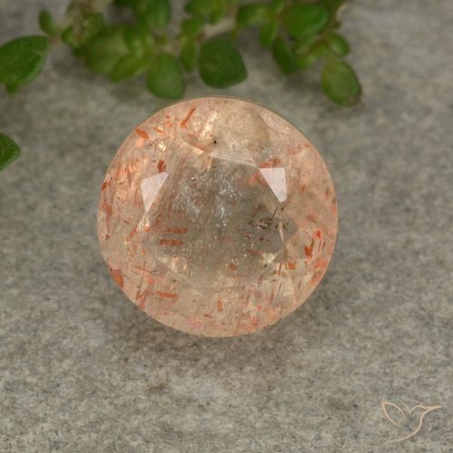 3.39ct 자연스러운 라이트 타이거 오렌지 썬스톤, 둥근, 투명한