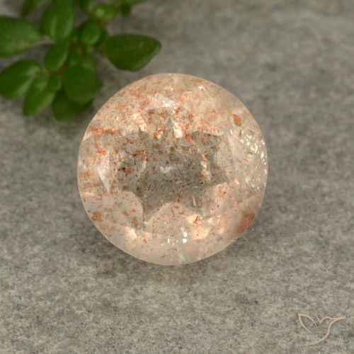 2.88ct 자연스러운 라이트 타이거 오렌지 썬스톤, 둥근, 투명한