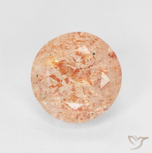 2.45ct 자연스러운 라이트 오렌지 썬스톤, 둥근, 투명한
