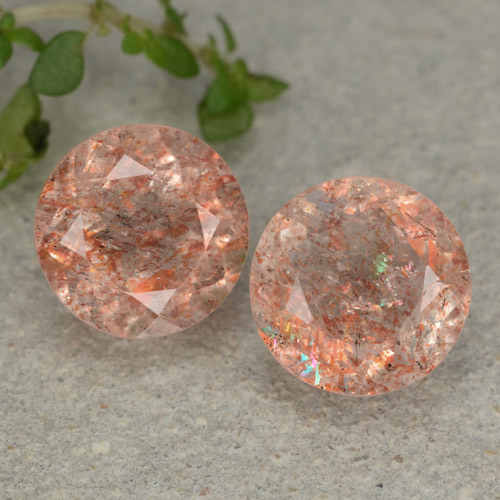 5.50캐럿 천연 라이트 오렌지 선스톤 보석, 라운드 컷, 9.00 mm, 투명한