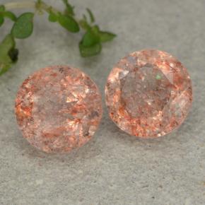 5.50캐럿 천연 라이트 오렌지 선스톤 보석, 라운드 컷, 9.00 mm, 투명한