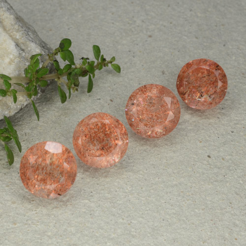 10.77캐럿 천연 붉은 오렌지 썬스톤 보석, 라운드 컷, 투명한