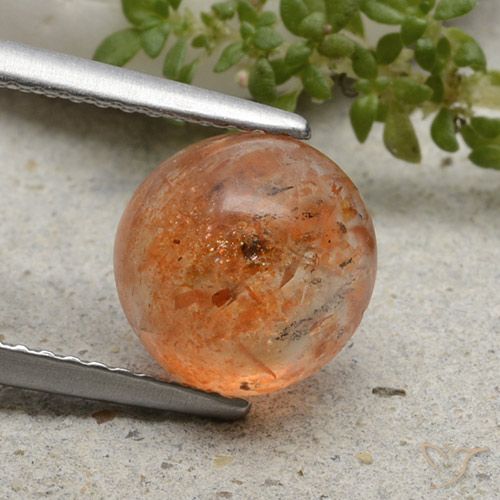 2.38ct 자연스러운 미디엄 오렌지 썬스톤, 둥근, 투명한