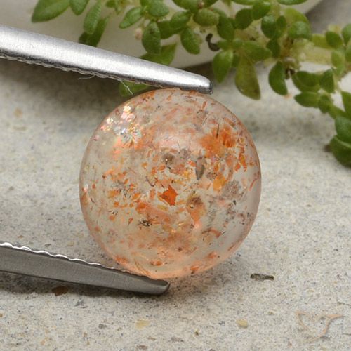 1.79ct 자연스러운 라이트 타이거 오렌지 썬스톤, 둥근, 투명한