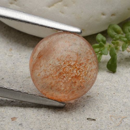 1.99ct 자연스러운 라이트 오렌지 썬스톤, 둥근, 투명한