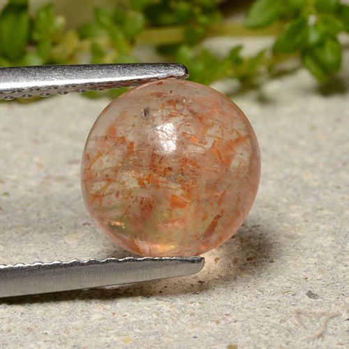 2.17ct 자연스러운 미디엄 오렌지 썬스톤, 둥근, 투명한