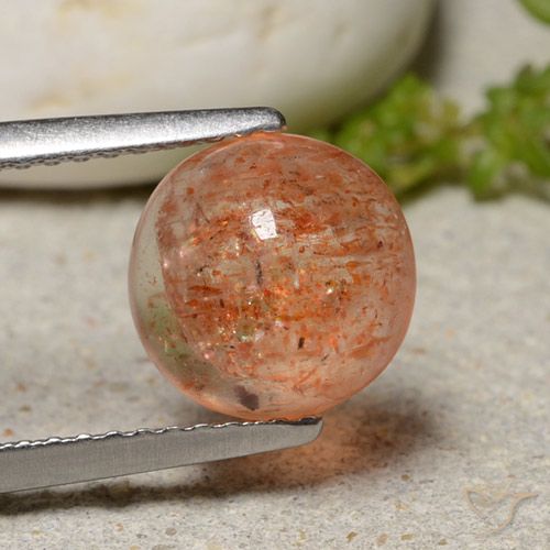 2.12ct 자연스러운 자몽 오렌지 썬스톤, 둥근, 투명한