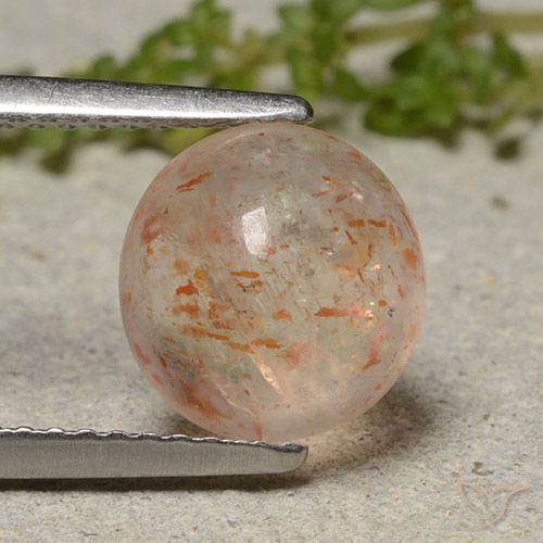 2.24ct 자연스러운 라이트 타이거 오렌지 썬스톤, 둥근, 투명한