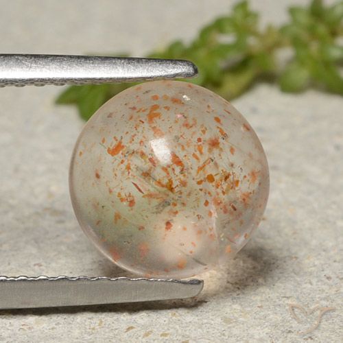 2.16ct 자연스러운 라이트 오렌지 썬스톤, 둥근, 투명한