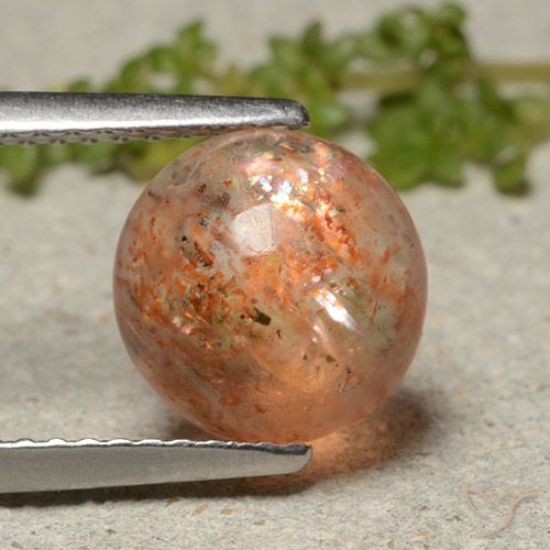 2.39ct 자연스러운 미디엄 오렌지 썬스톤, 둥근, 투명한