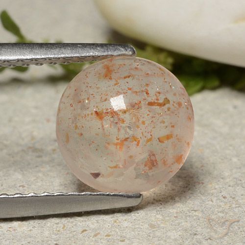 1.89ct 자연스러운 피치 오렌지 썬스톤, 둥근, 투명한