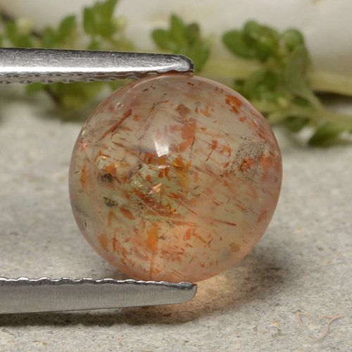 2.10ct 자연스러운 붉은 오렌지 썬스톤, 둥근, 투명한