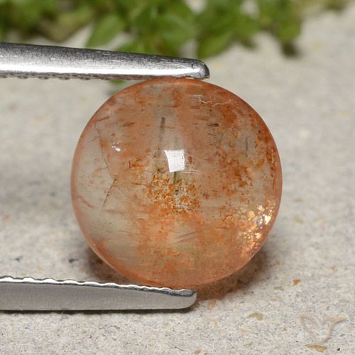 2.00ct 자연스러운 미디엄 오렌지 썬스톤, 둥근, 투명한