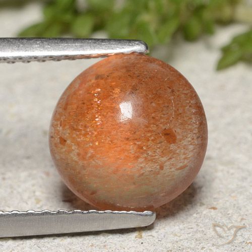 2.00ct 자연스러운 미디엄 오렌지 썬스톤, 둥근, 투명한