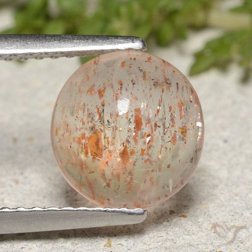 1.99ct 자연스러운 오렌지 화이트 썬스톤, 둥근, 투명한
