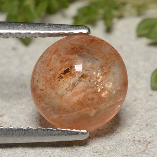 2.12ct 자연스러운 미디엄 오렌지 썬스톤, 둥근, 투명한
