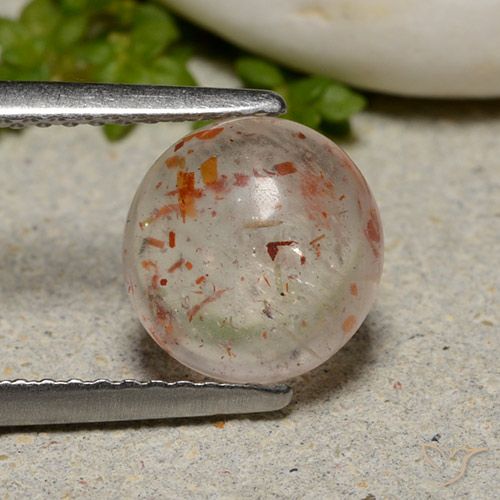 2.23ct 자연스러운 오렌지 화이트 썬스톤, 둥근, 투명한