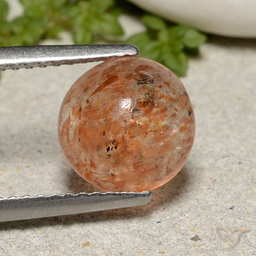 2.04ct 자연스러운 붉은 오렌지 썬스톤, 둥근, 투명한